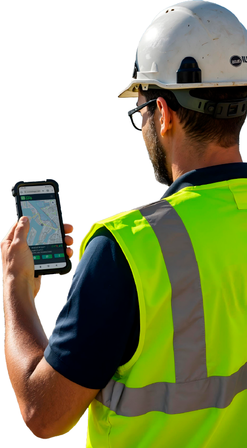 Ouvrier utilisant l'application balisesGPS